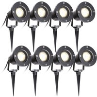 Swanew Gartenleuchte Led Gartenstrahler Warmweiss 8er Pack led Gartenbeleuchtung IP65 4W GU10 Mit Erdspiess Stecker Aussen Wiese Fuer von HENGDA