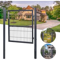 Swanew Gartentor Zauntor Hoftür Zaun Metall Maschendraht Toranlage Tor 120x100cm Grau von HENGDA