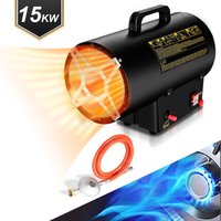 Gasheizgebläse Gas Heizgerät inkl Verbindungschlauch und Druckminderer Heizleistung für handelsübliche Gasflaschen. Piezozündung 15kw von HENGDA