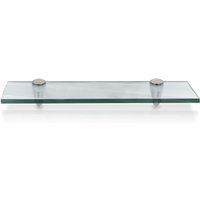 Glasregal mit Halterung Glasboden Wandregal Badregal Ablage Regal Hängeregal Klarglas 60x10x0.8 cm - Hengda von HENGDA