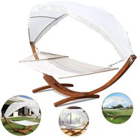 Swanew Hängematte mit Gestell Baumwolle 210 x 150 cm Holz für Hängematte Hängeliege von HENGDA