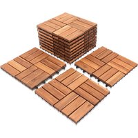 110 Stück Holzfliesen aus Akazienholz Balkonfliesen Terrassenfliesen, Bodenbelag mit Drainage, Fliese Leicht verlegbar(12 Latten 10 m²) - Vingo von VINGO