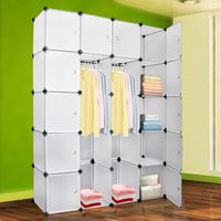 20 Würfel Weiß Regalsystem Kleiderschrank Kunststoff diy Garderobenschrank mit Türen Garderobe für Kinderzimmer Schlafzimmer einfach zu montieren von HENGDA
