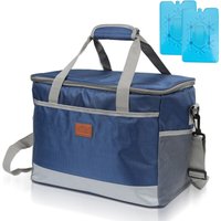 Hengda - 25 l Kühltasche Isoliertasche Thermotasche Wasserfest Picknicktasche Faltbar Kühlbox mit 2er-Set Kühlakkus Kühlelemente Camping Lunch Blau von HENGDA