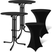 Hengda 2er Set Stehtisch Höhenverstellbar 80cm / 110cm Hoch Stabil Aluminium Rund Ø 80cm Wetterfest Indoor Outdoor Bistrotisch Biertisch Partytisch von HENGDA