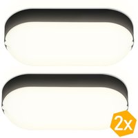 Hengda 2x 15W LED Feuchtraumleuchte Deckenleuchten PC+PBT IP54 Weiß Ovalleuchte Badlampe Bürolampe von HENGDA