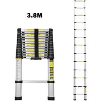 3.8M Teleskopleiter mit Stabilisator Aluminium Multifunktionsleiter Aluleiter Klappleiter aus Hochwertigem für Treppe Innen & Außenbereich Haushalt von HENGDA