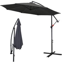 Hengda 360° drehbare Ampelschirm Ø350cm Sonnenschirm mit Kurbelschirm UV40+ Gartenschirm Marktschirm Grau von HENGDA