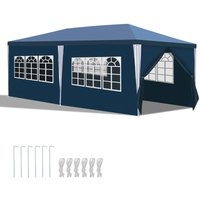 Swanew 3x6m Pavillon Blau Partyzelt UV-Schutz Material PE-Plane Hochwertiges GartenPavillon mit 6 Seitenteilen für Hochzeit Party Garten Camping von HENGDA
