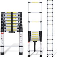 Hengda 4,4m Silber Teleskopleiter Aluleiter Stehleiter Anlegeleiter Mehrzweckleiter Klappleiter von HENGDA