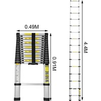 Vingo - 4.4M Teleskopleiter Aluminium Mehrzweckleiter Fingerklemmschutz Auszeihleiter Klappbar Aluminiumleiter Antirutsch bis 150 von VINGO