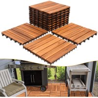 4m² Holzfliesen Akazie Mosaik Terrassenfliese 30x30 cm Fliese Stecksystem Mosaik Zuschneidbar Terrassenfliesen Terrasse Balkon - Swanew von SWANEW