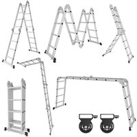 470cm Aluminum Mehrzweckleitern 4x4 Stufen Gerüst Leiter mit 2 Arbeitsplattform Klappbare Stehleiter - Hengda von HENGDA