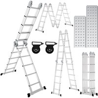 Hengda - 580cm Aluminum Mehrzweckleitern 4x5 Stufen Gerüst Leiter mit 2 Arbeitsplattform Klappbare Stehleiter von HENGDA