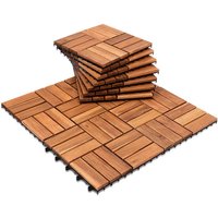 Vingo - 77 Stück Holzfliesen aus Akazienholz Balkonfliesen Terrassenfliesen, Bodenbelag mit Drainage, Fliese Leicht verlegbar(12 Latten 7 m²) von VINGO