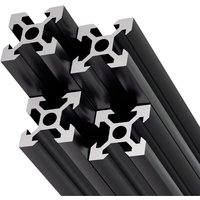 Hengda Alu Profil Aluminium Systemprofil Typ I Konstruktionsprofil 2020 20x20mm 1000mm Eloxiert für DIY 3D-Drucker und CNC Schwarz 4er Pack (4x1000mm) von HENGDA