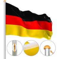 Aluminium Fahnenmast 6.5m + Deutschlandfahne 150x90 cm.witterungsbeständigem Flaggenmast und stabilen Bodenhülse veschönern Sie Ihren Garten - Hengda von HENGDA