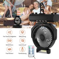 Hengda Camping Ventilator Multifunktionales 2in1 Camping-Lüfterlicht, Tragbarer USB-Campingventilator für Zelt mit LED-Lampe Laterne Fernbedienung von HENGDA