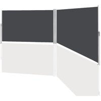 Doppel Seitenmarkise 180x600cm Sichtschutz Ausziehbar Blickdicht Sonnenschutz Markise Balkon Terrasse Garten Seitenrollo Windschutz Grau - Hengda von HENGDA
