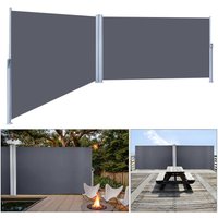Hengda - Doppelseitenmarkise ausziehbar -180 x 600 cm Anthrazit Seitenmarkise tüv geprüft uv Reißfestigkeit seitlicher Sichtschutz sichtschutz für von HENGDA