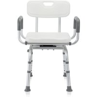 TolleTour Duschhocker Badhocker Höhenverstellbar Duschstuhl bis 136kg Badsitz Anti-Rutsch mit arm und rückenlehne +360° Drehbar von HENGDA