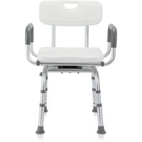 TolleTour Duschhocker Badhocker Höhenverstellbar Duschstuhl bis 136kg Badsitz mit arm und rückenlehne +360° Drehbar von HENGDA