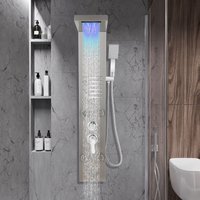 Hengda Duschpaneel für Badezimmer Hydromassagen Duschsystem Regendusche Multifunktionales Duschpaneel 5 große Massagedüsen Duschsäule, Silber von HENGDA
