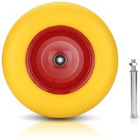 SWANEW Ersatzrad Schubkarrenrad Schubkarre Rad Reifen Vollgummi Felge 4.80/4.00 max 200Kg mit Achsbohrung 16mm (1 Rad + Achse) - gelb von HENGDA