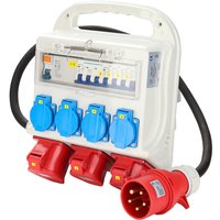 Swanew FI-Schutzschalter 2 x cee 400V/16A+4 x 230V Schuko IP44 5 polig Stromverteiler Baustromverteiler Wandverteiler Verteiler Mit Leitung von HENGDA