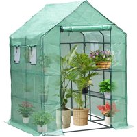 Swanew Foliengewächshaus Gewächshaus für Tomaten, mit Gitternetzfolie für Garten zur Aufzucht, spitzdach, Grün, 143x143x195 cm (LxBxH) Mehrweg von HENGDA