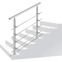 Swanew Edelstahl Handlauf Geländer Bausatz mit/ohne Querstreben für Treppengeländer innen & außen, Balkon (120cm, 4 Querstreben) von HENGDA