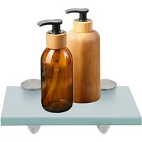 Glasablage Glasregal ideal für Bad. Dusche und zur modernen Dekoration mit Halterung aus Edelstahl 8 mm 20x10 cm Milchglas - Hengda von HENGDA