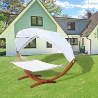 Hengda Hängematte mit Gestell 210 x 150 cm bis 200 kg mit Markise Outdoor Hängesitz Hängeliege Gestell aus Massivholz Hängeschaukel von HENGDA
