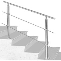 Hengda - Handlauf Edelstahl, gebürsteter Edelstahl, Treppengeländer mit ohne Querstreben für den Einsatz im Innen- und Außenbereich,160 cm mit 2 von HENGDA