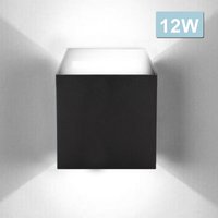 Led Wandlampe Außen Wandleuchte Modern Wandleuchten Wasserdicht Treppen Eingangsflur Lampe Square Up down Light Deko 12W Schwarz Kaltweiß - Hengda von HENGDA