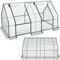 Hengda - Mini Gewächshaus 180x90x90cm Foliengewächshaus für draußen Treibhaus mit Reißverschluss und 2 Fenstern Gitternetzfolie weiß von HENGDA