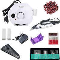 Hengda - Nagelfraeser Nagelstudio 30000 U/Min Stufenlose Regulierung Set Fraeser Manikuere 240V Pedikuere Elektrische Nageldesign 18W Weiss von HENGDA
