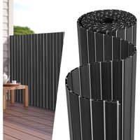 Hengda PVC Sichtschutzmatte Doppelte Verstärkung Innen, Balkon Sichtschutz mit Kabelbindern, Sichtschutzzaun Windschutz Wasserdicht ohne Bohren,Grau von HENGDA