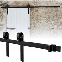 Swanew Schiebetürbeschlag Zimmertür Türbeschlag Big Wheel Scheunentor Belastung 150kg Laufschienen Schiebetürsystem Set 152 cm von HENGDA