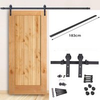 Schiebetürsystem Schiebetürbeschlag Set 150kg Bodenführungsrolle Türführung Montageset Laufschiene Glas/Holztür Schiebetür 183cm - Hengda von HENGDA