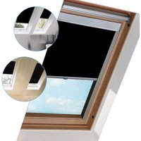 Schwarz Verdunkelungsrollo S08 Rollo fuer Velux Dachfenster. 100% Verdunkelung. mit Seitenschienen in Silber. 97.3x116cm - Hengda Schwarz Verdunkelungsrollo S08 Rollo fuer Velux Dachfenster. 100% Verdunkelung. mit Seitenschienen in Silber. 97.3x116cm - Hengda von HENGDA