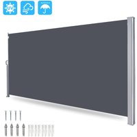 Seitenmarkise 140x300cm Sichtschutz Ausziehbar Blickdicht Sonnenschutz Markise Balkon Terrasse Garten Seitenrollo Windschutz Grau - Hengda Seitenmarkise 140x300cm Sichtschutz Ausziehbar Blickdicht Sonnenschutz Markise Balkon Terrasse Garten Seitenrollo Windschutz Grau - Hengda von HENGDA