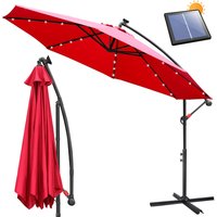 Hengda Sonnenschirm mit LED Beleuchtung Ø300cm Ampelschirm 360° drehbare Garten Schirm Pavillon Rot von HENGDA