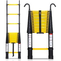 Hengda Teleskopleiter Alu Leichtgewicht Rutschfester 4,4m schwarz + Haken Multifunktionsleiter Mehrzweckleiter Ausziehbare Leiter 15 Stufe Stehleiter von HENGDA