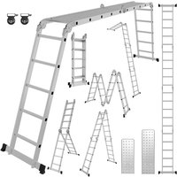 Hengda - Teleskopleiter Alu Leichtgewicht Rutschfester 4x5 Ebene+Rad+Brett Multifunktionsleiter Mehrzweckleiter Ausziehbare Leiter 15 Stufe von HENGDA
