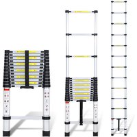 Teleskopleiter Alu Leichtgewicht Rutschfester Anlegeleiter 3,2m Silber Multifunktionsleiter Mehrzweckleiter Ausziehbare Leiter 15 Stufe Stehleiter von HENGDA