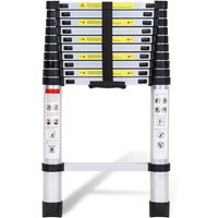 Teleskopleiter Alu Leichtgewicht Rutschfester Anlegeleiter 3,8m Silber Multifunktionsleiter Mehrzweckleiter Ausziehbare Leiter 15 Stufe Stehleiter von HENGDA