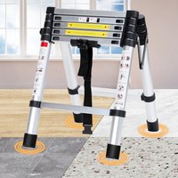 Hengda Teleskopleiter Ausziehleiter Klappleiter 1.7m+2.0m Stabil Anlegeleiter Aluminium Stehleiter bis 150kg von HENGDA