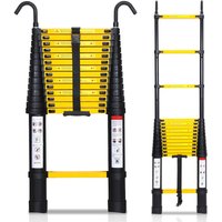 Hengda Teleskopleiter schwarz 3.2m Mit Haken Ausziehleiter bis 150kg Stabil Aluminium Anlegeleiter Multifunktionsleiter Stehleiter von HENGDA