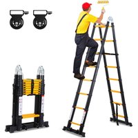 Hengda Teleskopleiter schwarz Aluminium Klappbar Multifunktionsleiter Anlegeleiter 2.5M+2.5M Mehrzweckleiter Fingerklemmschutz Auszeihleiter Klappbar Hengda Teleskopleiter schwarz Aluminium Klappbar Multifunktionsleiter Anlegeleiter 2.5M+2.5M Mehrzweckleiter Fingerklemmschutz Auszeihleiter Klappbar von HENGDA